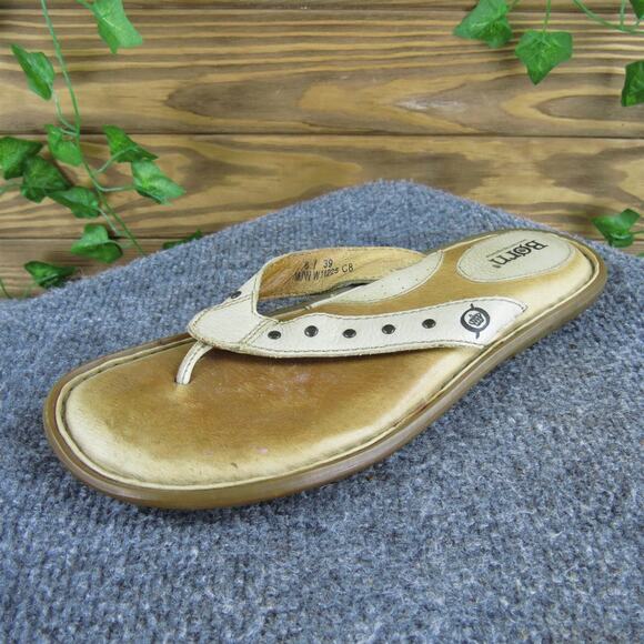 Born Women's Flip Flop Beige‎ Leather Sz 8 Medium Used 2025 - Picture 1 of 7